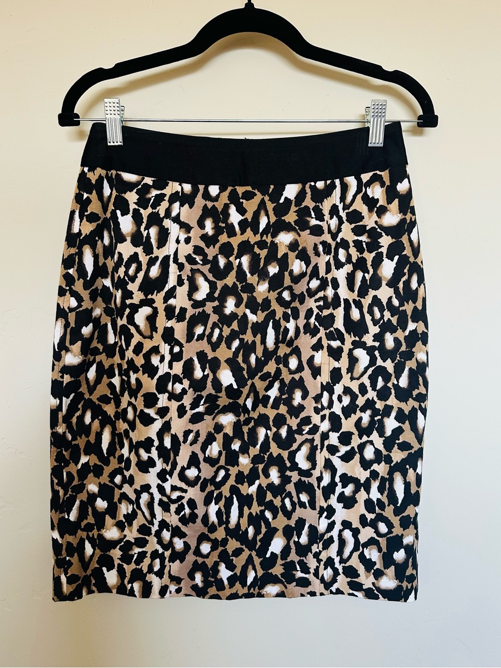White House Black Market Leopard Print Pencil Skirt in Black and Tan